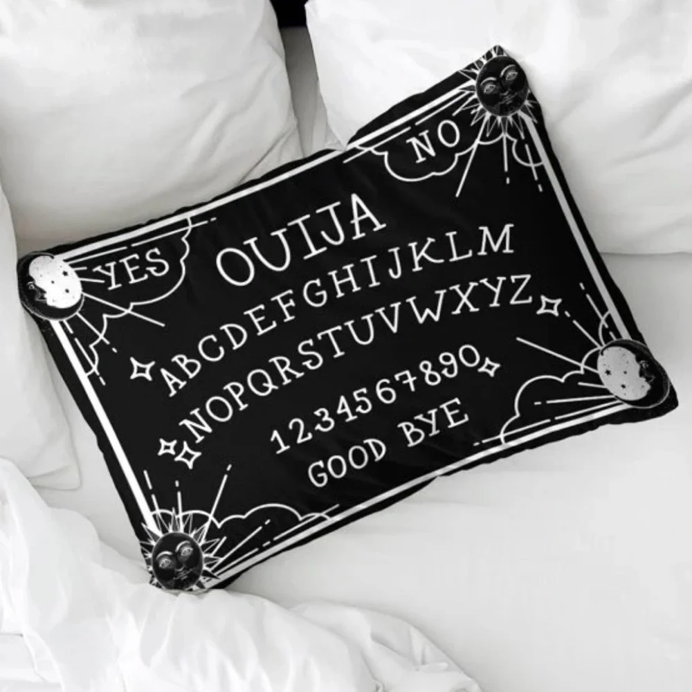 Pillow Cover Ouija Board Moon Stars Skull Black White Lumbar 19.7 in X 11.8